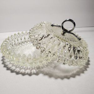 Heavy Clear Glass Covered Vanity Dish